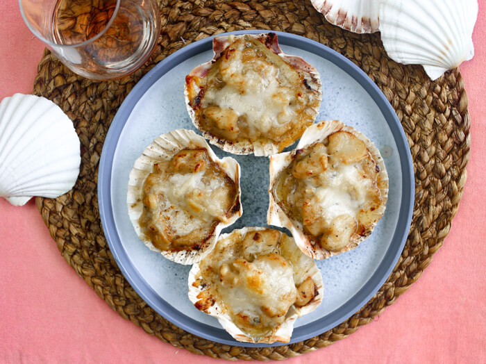 Scallops Gratined with Wine, Garlic, and Herbs Julia Child