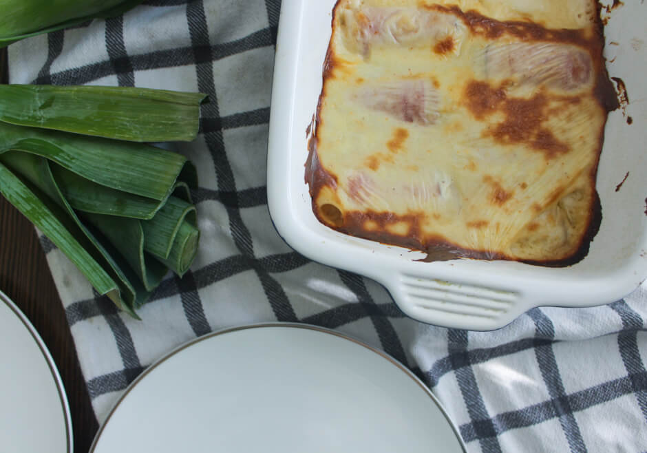 Julia Child Gratin of Leeks with Ham