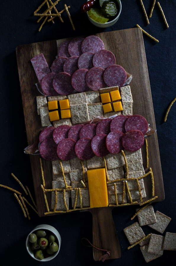 Monster House Cheese Charcuterie Board for Halloween