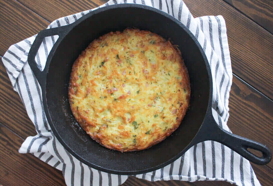 Julia Child's Gratin of Shredded Potatoes with Ham and Eggs and Onions