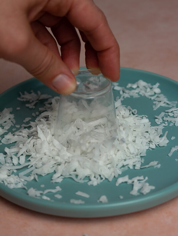 Coconut Flakes on rim of shot glass
