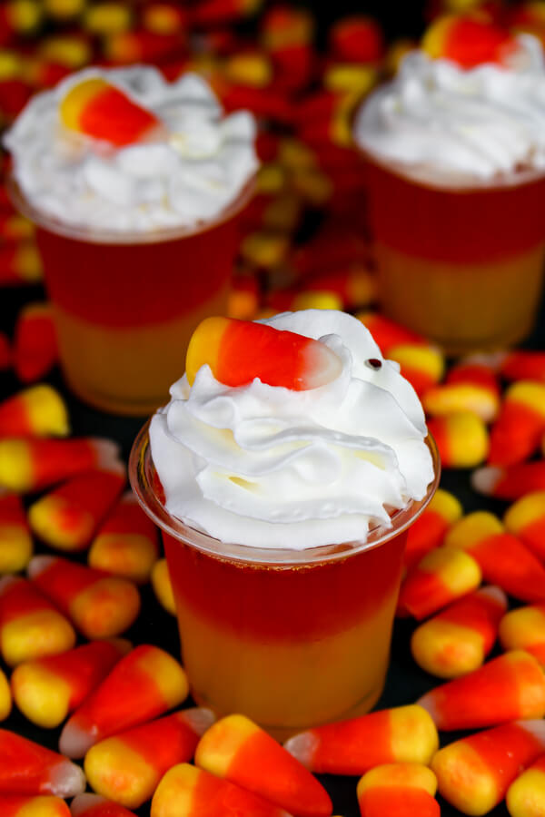 Candy Corn Jello Shots Halloween