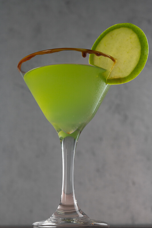 Sour Apple Cocktail with Caramel Vodka and Sour Apple Schnapps