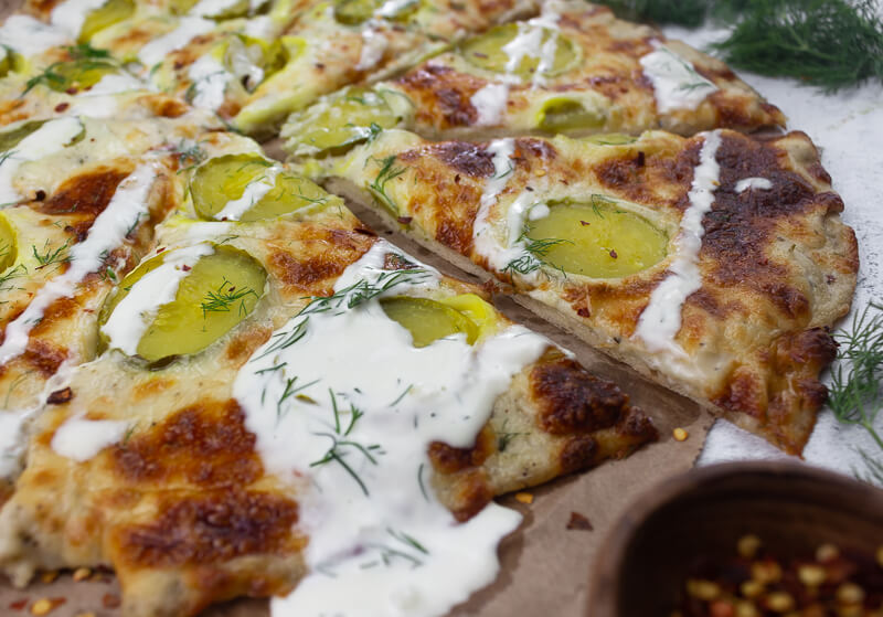 Garlic and Dill Pickle Slices Pizza