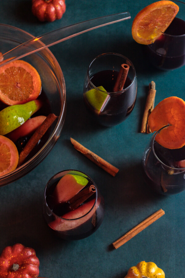 Fall Sangria with Red Wine and Spiced Rum