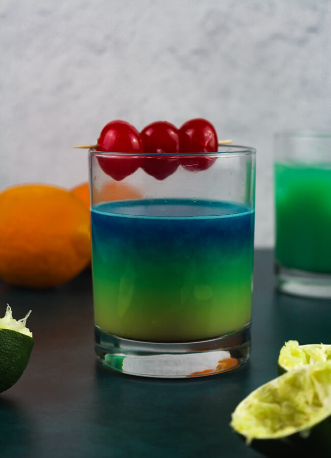 Orange Juice Margarita with Blue Curacao Floater