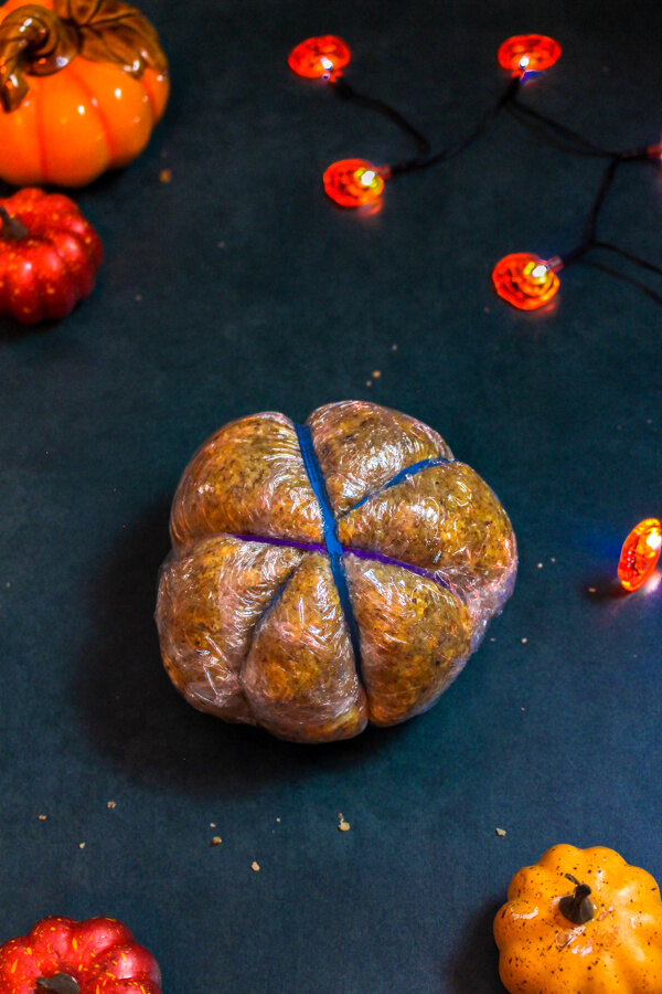 Cheese Ball in the shape of a pumpkin