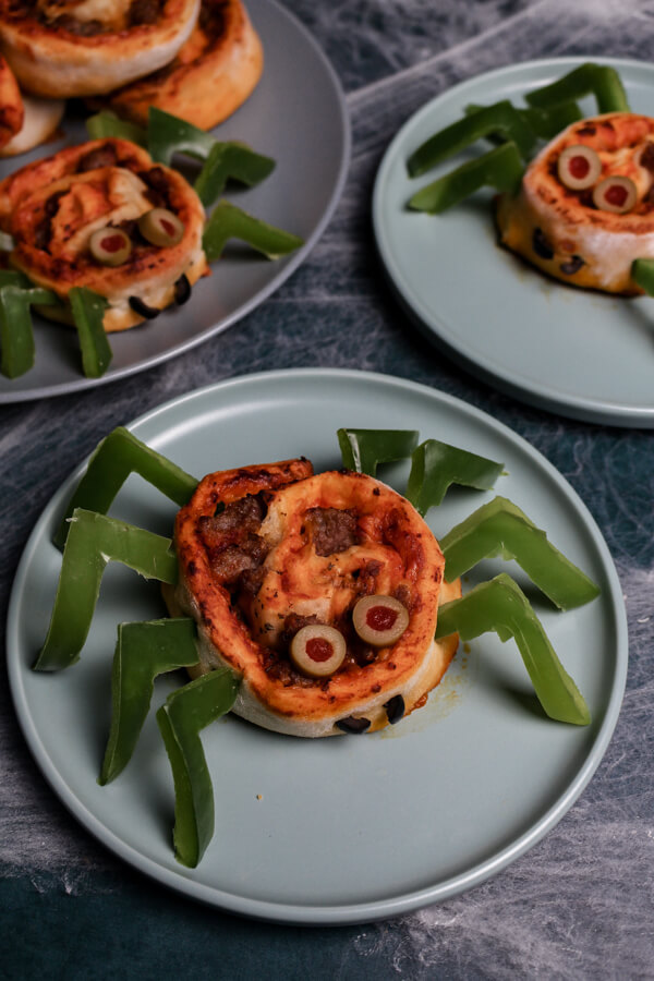 Homemade Halloween Spider Pizza Rolls