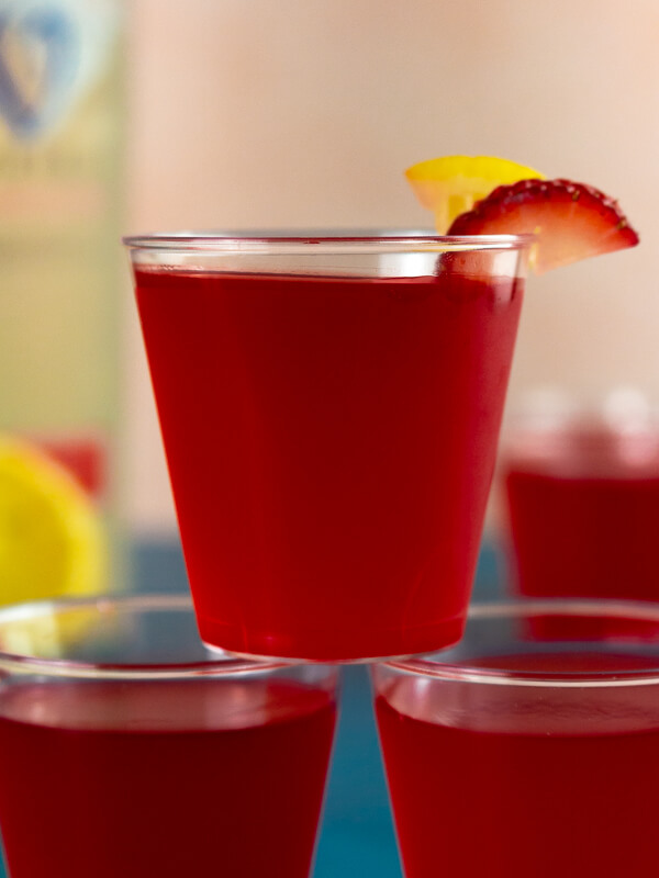 Jello Shots with Strawberry Jello and Lemon