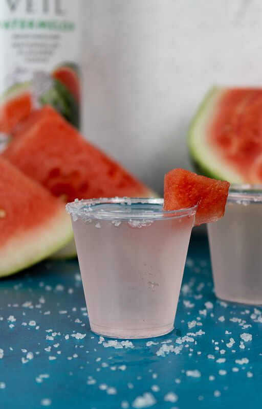 Watermelon Vodka and Tequila Shots